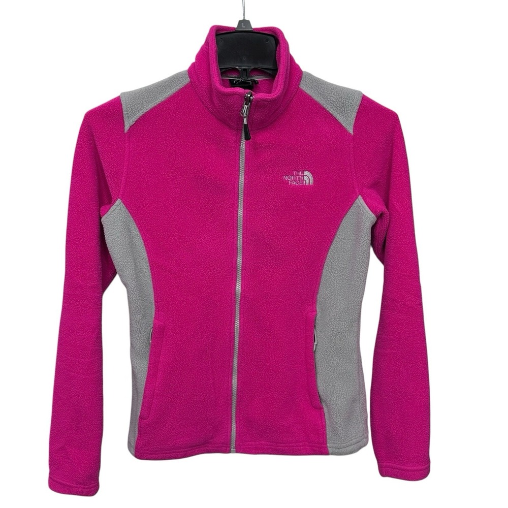 The North Face Jacket Womens Size Small Pink‎ Gray Fleece Full Zip Pockets